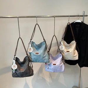 Large canvas tote bags for women in four colors with beads and Capybara charms