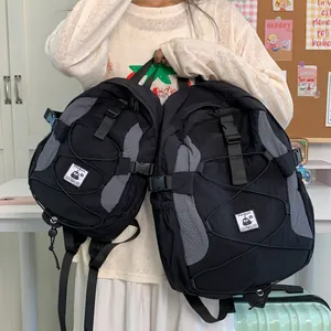 Sac à dos extérieur noir et gris avec boucles pour randonnée et voyage quotidien
