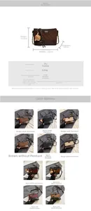 Detail showing dimensions and five color options for the quilted matte bucket bag