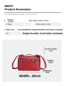 Dimensions détaillées et spécifications du sac à bandoulière rouge en cuir PU souple