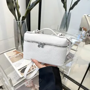 Sac à Main Boîte Carrée en Cuir PU avec Motif Litchi pour Femme Mode Simple Sac en Bandoulière Messager Sac Quotidien