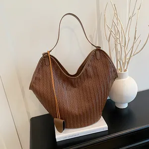 Grande Borsa Tote in Pelle PU Intrecciata E Pochette per Donna Vintage Borsa a Tracolla Intrecciata Pendolare Ufficio Handbag Casual