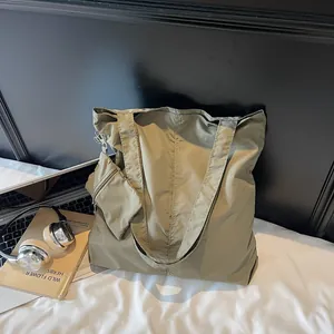 Women Large Capacity Nylon Tote Bag Minimalist Waterproof Shoulder Bag With Sub Bag Commuter Casual Handbag Zipper Closure