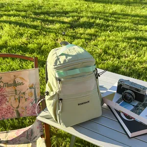 Light green minimalist nylon backpack with large capacity for outdoor camping gear