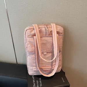Borsa per Laptop Trapuntata Grande Capacità Donna Moderna Borsa a Mano Pendolare Cartella in Tessuto Nylon Tote per Ufficio