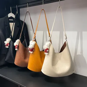 Minimalist large hobo tote bags in four colors with festive holiday sheep charms