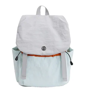 Sac à dos camping extérieur imperméable en nylon contrasté vert menthe et gris clair