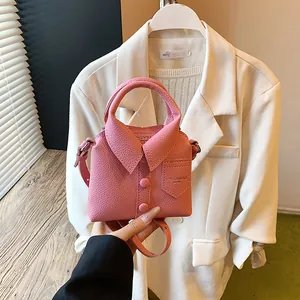 Mini Shirt Shape Women Handbag PU Leather Crossbody Bag Novelty Shoulder Purse With Top Handle Adjustable Strap Fashion Daily Bag