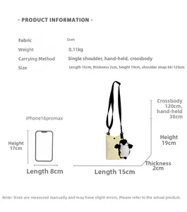 Guide des tailles du sac seau matelassé avec comparaison iPhone et spécifications