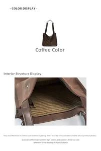 Coffee brown tote bag detail with striped lining and internal zipper pocket