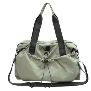 Grüne Reisetasche mit großem Fassungsvermögen, Kordelzugtasche und Schultergurt