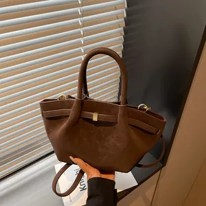 Sac à Main en Cuir PU Rétro pour Femmes Sac à Bandoulière Plissé Vintage Avec Boucle Dorée Sac Fourre-tout de Banlieue