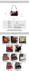 Detailed size chart and multi-color options for the minimalist PU leather tote bag