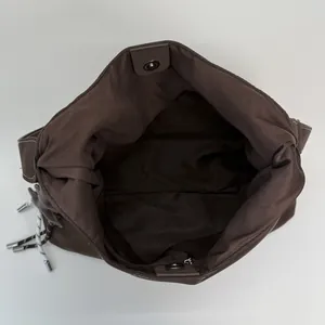 Deep coffee large capacity tote bag with magnetic closure and inner zipper pocket