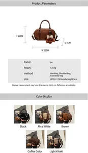 Detailed size chart and specifications for the Boston style PU bowling bag showing dimensions
