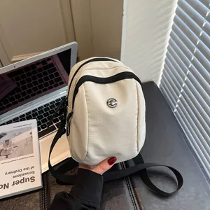 Women Casual Oxford Cloth Crossbody Bag Waterproof Shoulder Bag With Contrast Color Zipper Mini Travel Handbag