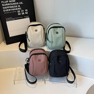 Mini contrast waterproof oxford shoulder bags in cream, green, pink and black