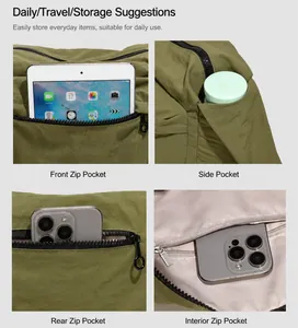 Armeegrüne Nylon-Umhängetasche mit Multi-Taschen-Stauraum für Tablets und Handys