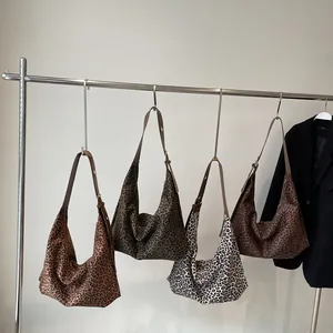 Large leopard print tote bags in four colors with adjustable straps for women