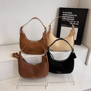Chic leopard print crescent shoulder bags in brown, beige, and black colors