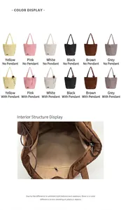 Detail view of the durable fabric lining and internal zipper pocket inside the tote bag