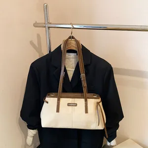 Women's Retro Suede PU Leather Shoulder Bag Large Capacity Underarm Tote Bag With Plush Bear Pendant Commuter Fashion Handbag