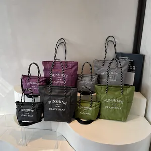 Minimalist checkered canvas tote bag in multiple colors and sizes for women