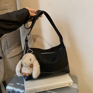 Bolso de Hombro Vintage de Gamuza Sintética para Mujer Estilo Coreano Gran Capacidad Bolso Tote Bolso de Brazo Con Peluche Moda