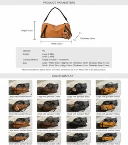 Detaillierte Größentabelle und Farbauswahl für PU-Leder Boston-Taschen und Handtaschen