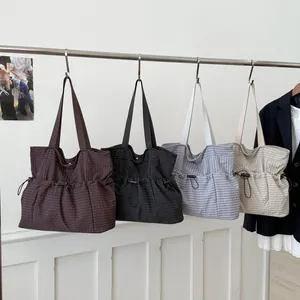 Vintage large capacity tote bags for women in brown black grey and beige colors