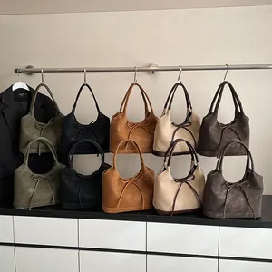 Retro bow knot tote bag in five colors with textured finish and large capacity