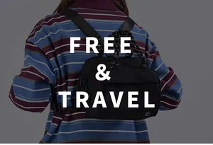 Detail of adjustable woven straps and nylon texture on a black travel backpack