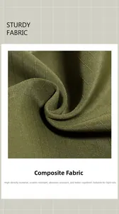 Close-up of military green ripstop fabric with waterproof and anti-scratch texture