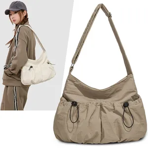 Sac Bandoulière Femme Grande Capacité Nylon Oxford Décontracté Plissé Sac à Épaule Avec Sangle Réglable Sac Quotidien