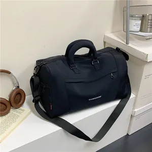 Black large capacity Oxford cloth travel bag with adjustable strap for sports or gym