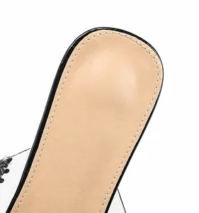 Detail of breathable microfiber lining with white stitching on high platform wedge sandals