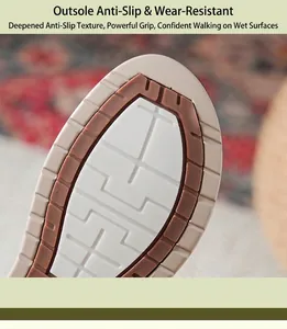 Detalle de la suela de goma antideslizante con surcos profundos para sandalias de cuña