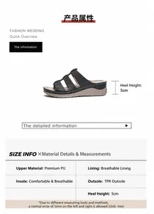 Detailoverzicht van zwarte sleehak sandalen met PU-bovenwerk en 5cm hakhoogte diagram