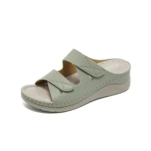 Sandalias de cuña para mujer con correas de punto de cruz y suela de plataforma