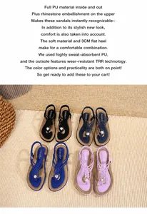 Détail de sandales bohèmes avec strass brillants et une semelle TRR durable de 3 cm de haut