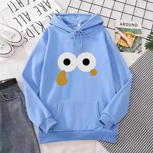 Women's Casual Cartoon Eyes Printed Hoodie Fleece Lined Warm Long Sleeve Pullover Loose Fit Streetwear Sweatshirt Top