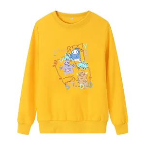 Sweat en polaire jaune avec imprimé graphique cartoon et texte YEP STUDIO devant