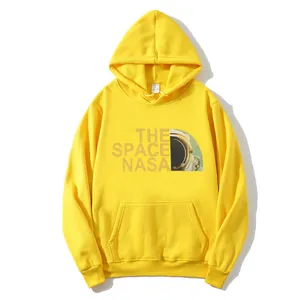Sweat à capuche jaune NASA avec motif astronaute et poche kangourou confortable