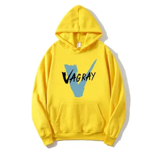 Classic yellow American style hoodie with heavy graphic print and VAGRAY lettering