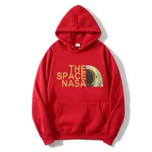Sweat à capuche NASA rouge oversize avec imprimé astronaute et poche kangourou