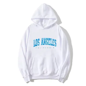Women's Casual Los Angeles California Letter Print Hoodie Loose Long Sleeve Pullover Sweatshirt With Kangaroo Pocket