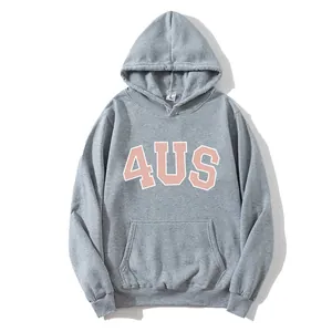 Women's Oversized Hoodie Fleece Lined 4US Letter Print Pullover Sweatshirt With Kangaroo Pocket Casual Autumn Winter Top