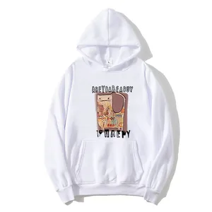 Damen Kapuzenpullover in Weiß mit Cartoon-Katzenprint und lockerer Passform im Herbst
