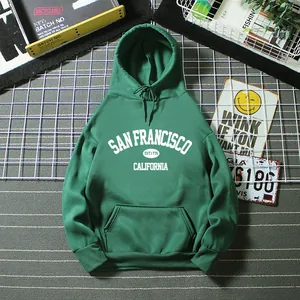 Oversized forest green hoodie with San Francisco print in vintage American street style