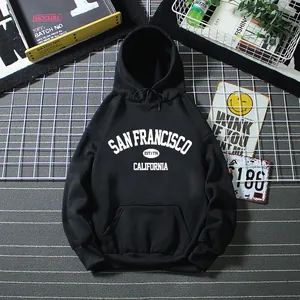 Oversized black hoodie with San Francisco print and kangaroo pocket in casual street style